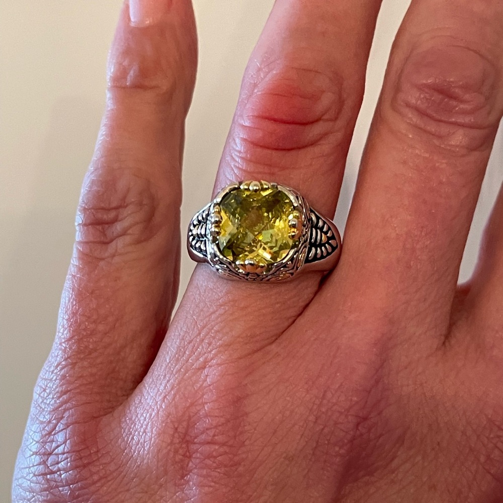 Solid Sterling Silver Genuine Yellow Citrine Two … - image 5